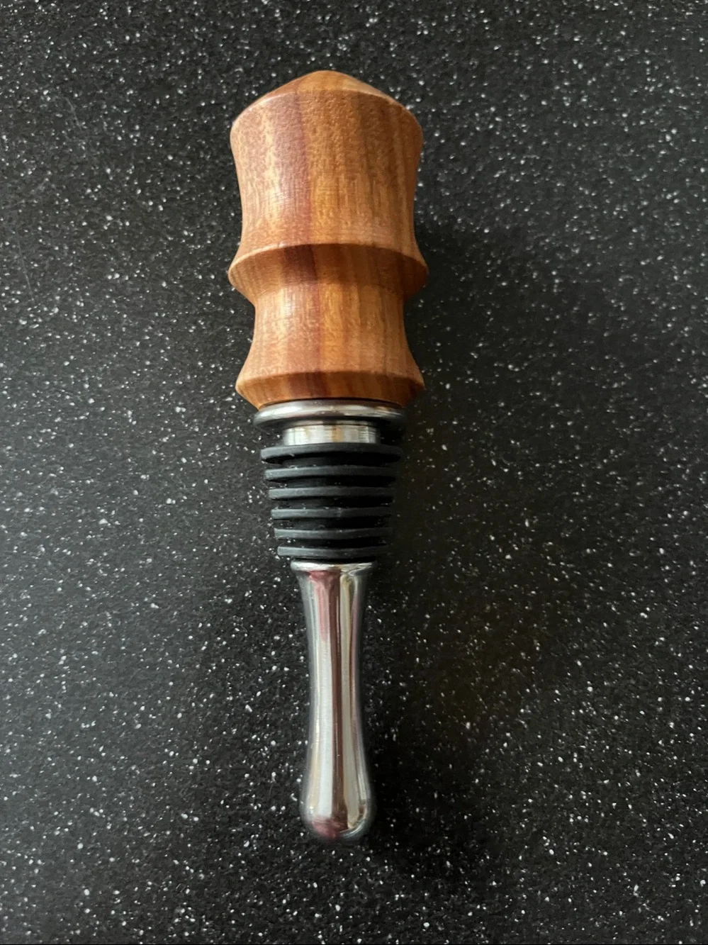 Mid Century Modern Cherry Wood Wine Stopper